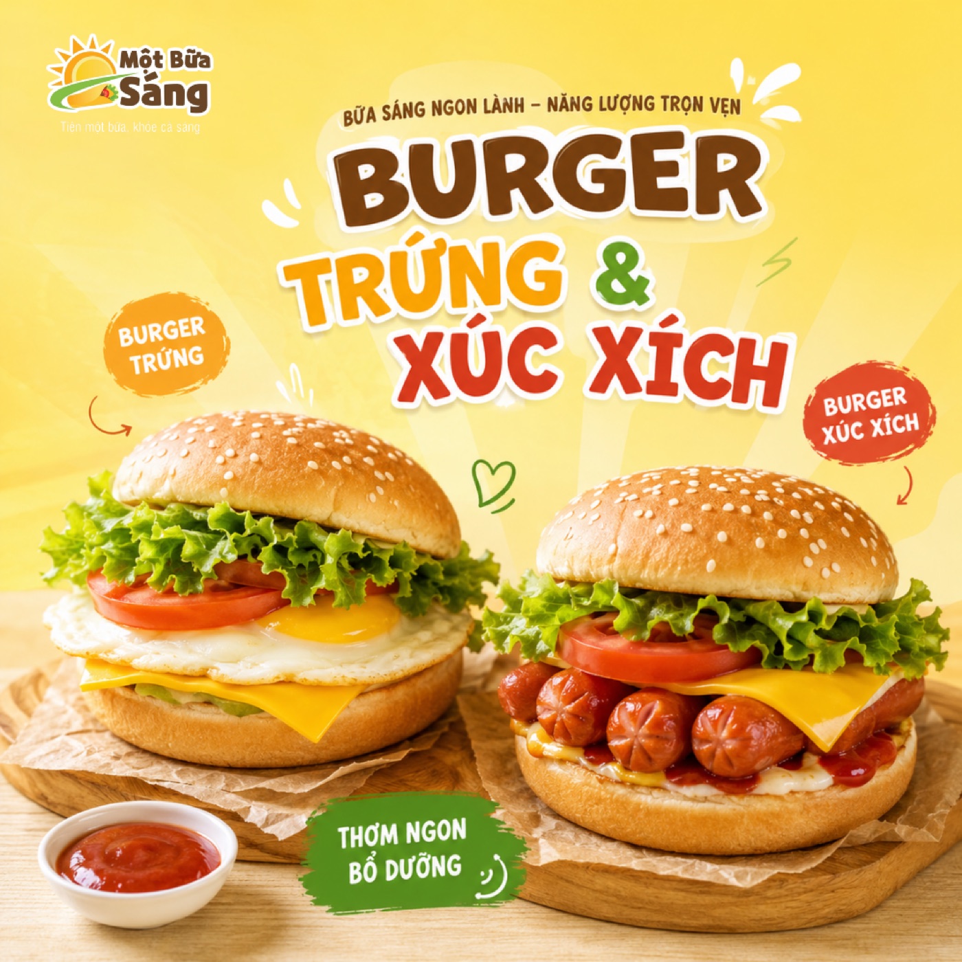 Burger Trứng và Xúc Xích