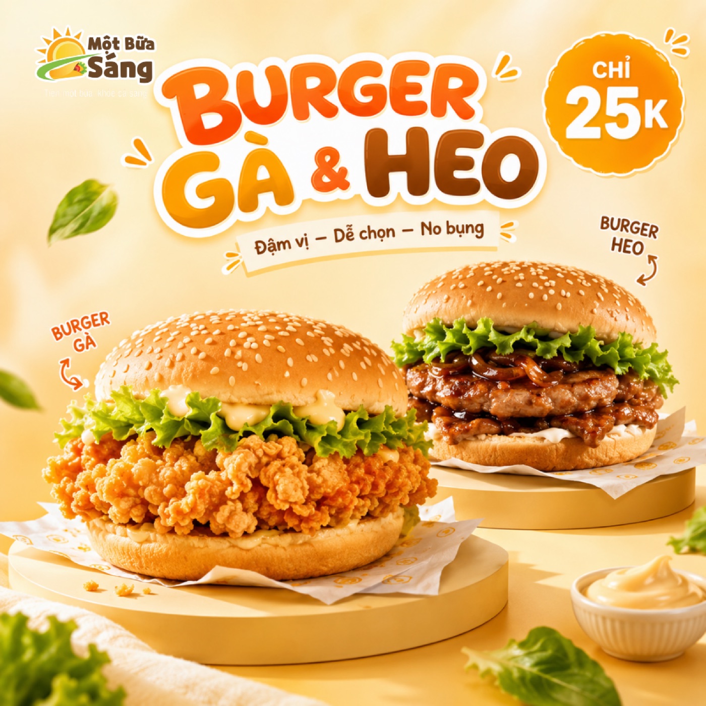 Burger Gà và Burger Heo