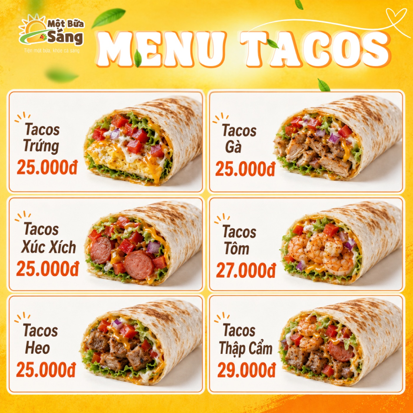 Menu Tacos 6 vị