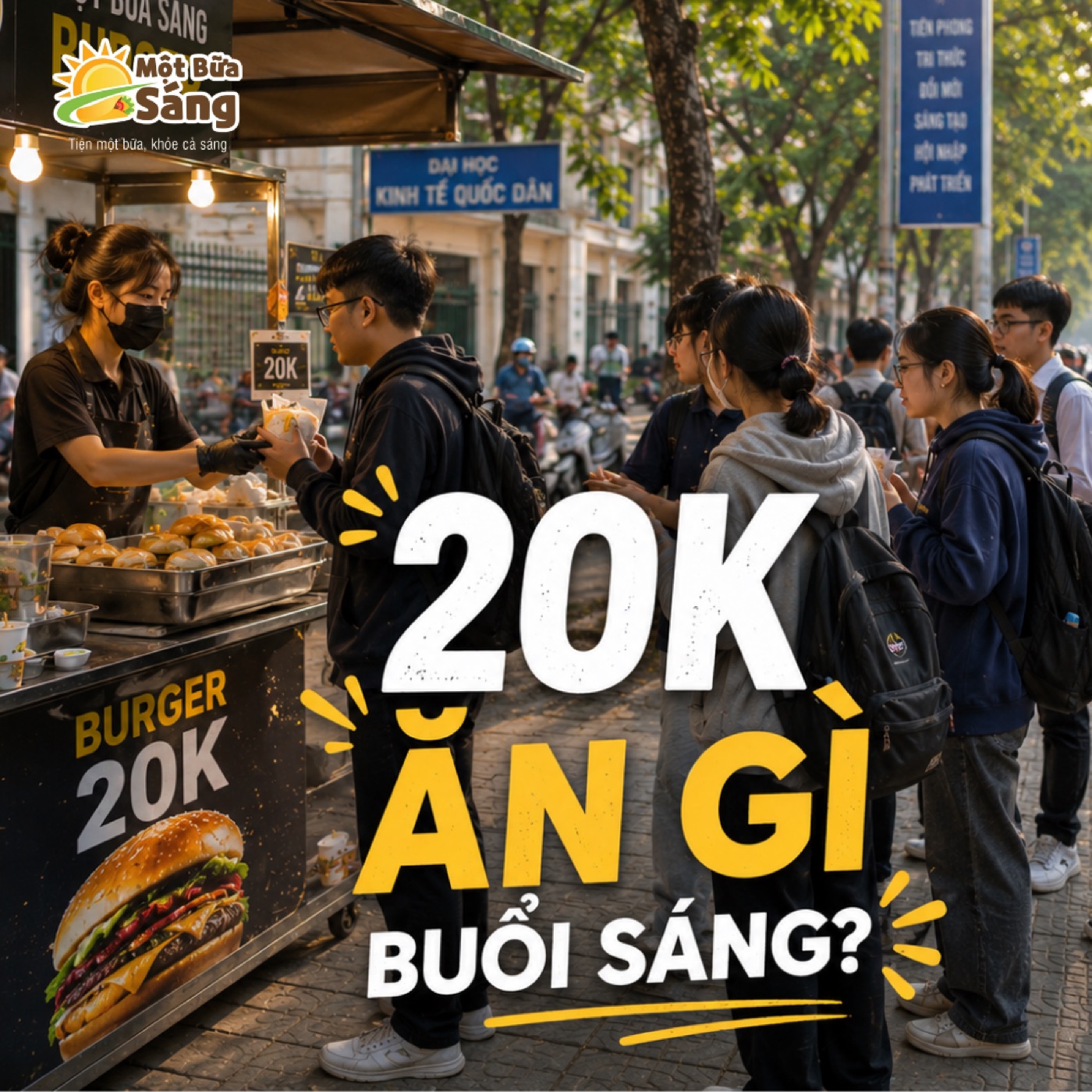 Xe đẩy Một Bữa Sáng tại Đại học Kinh tế Quốc dân Hà Nội